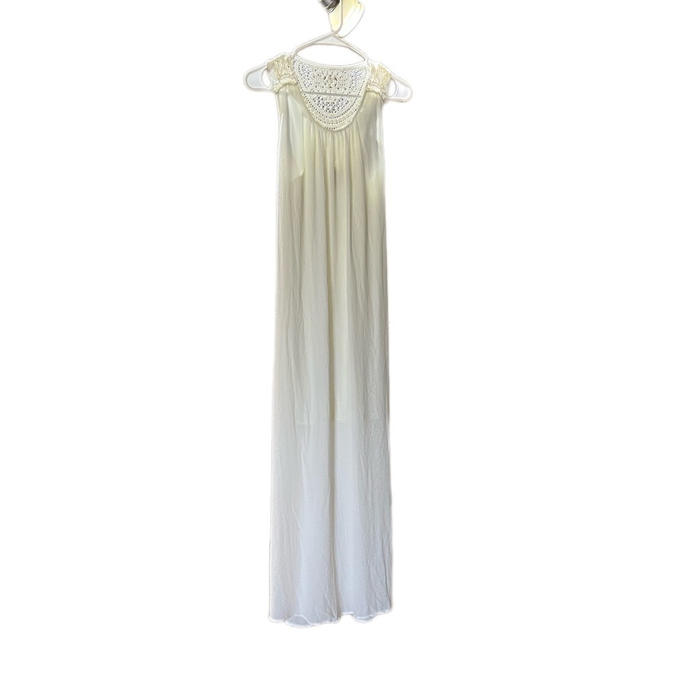 H&M Ivory Colored Maxi Dress with Crochet Lace Back Sleeveless Size 8